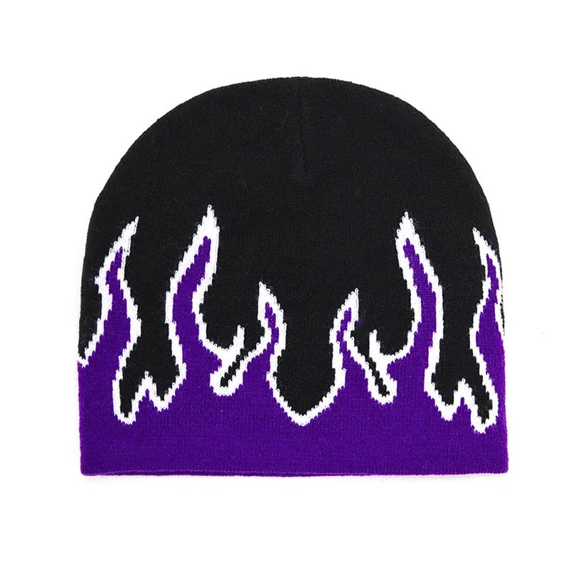 Flame Print Y2K Beanie