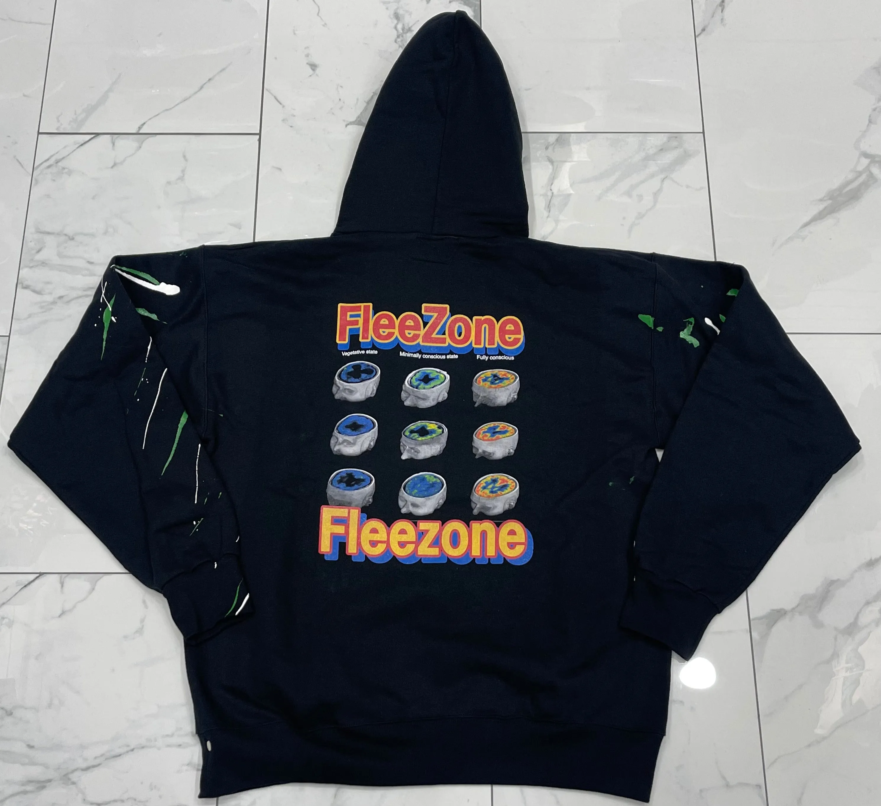 Flee Zone "Paint Splatter Bear Print" Hoody --Read Description