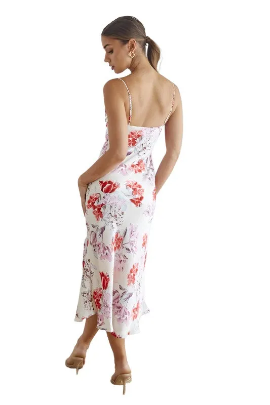 Floral Midi Cowl Neck Slip Dress