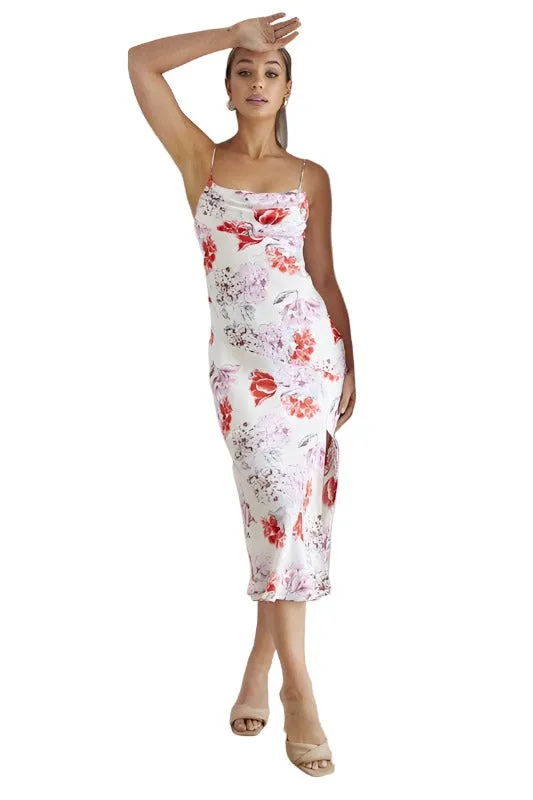 Floral Midi Cowl Neck Slip Dress