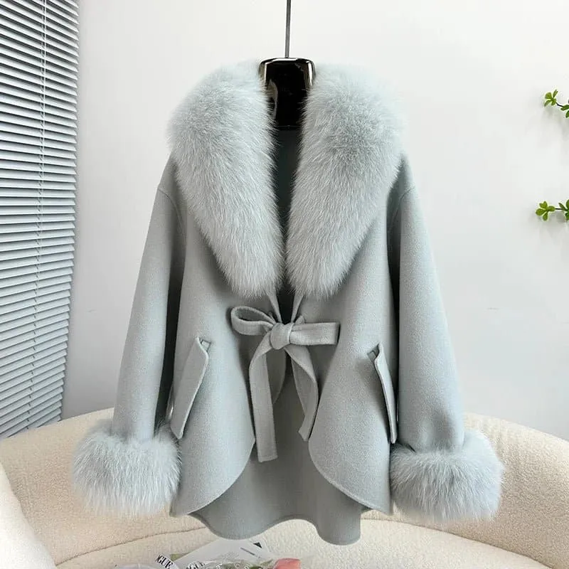 Fox Fur Cotton Cashmere Coat