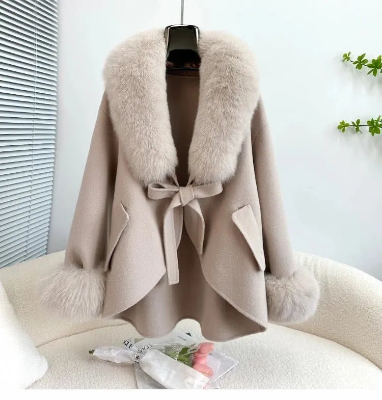 Fox Fur Cotton Cashmere Coat