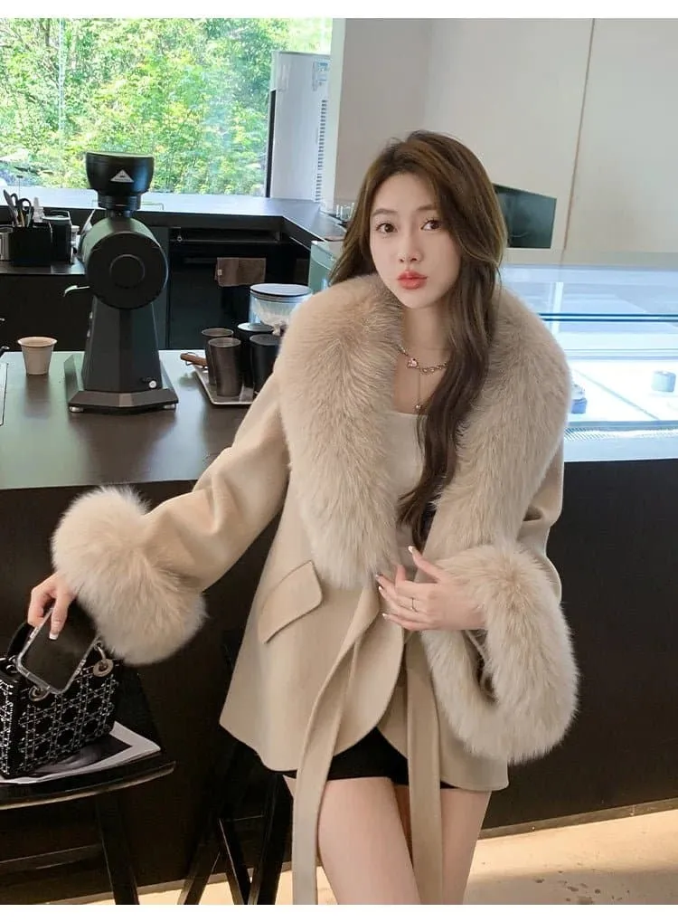 Fox Fur Cotton Cashmere Coat