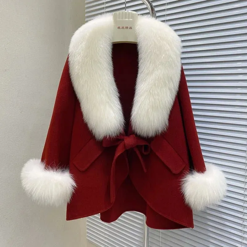 Fox Fur Cotton Cashmere Coat