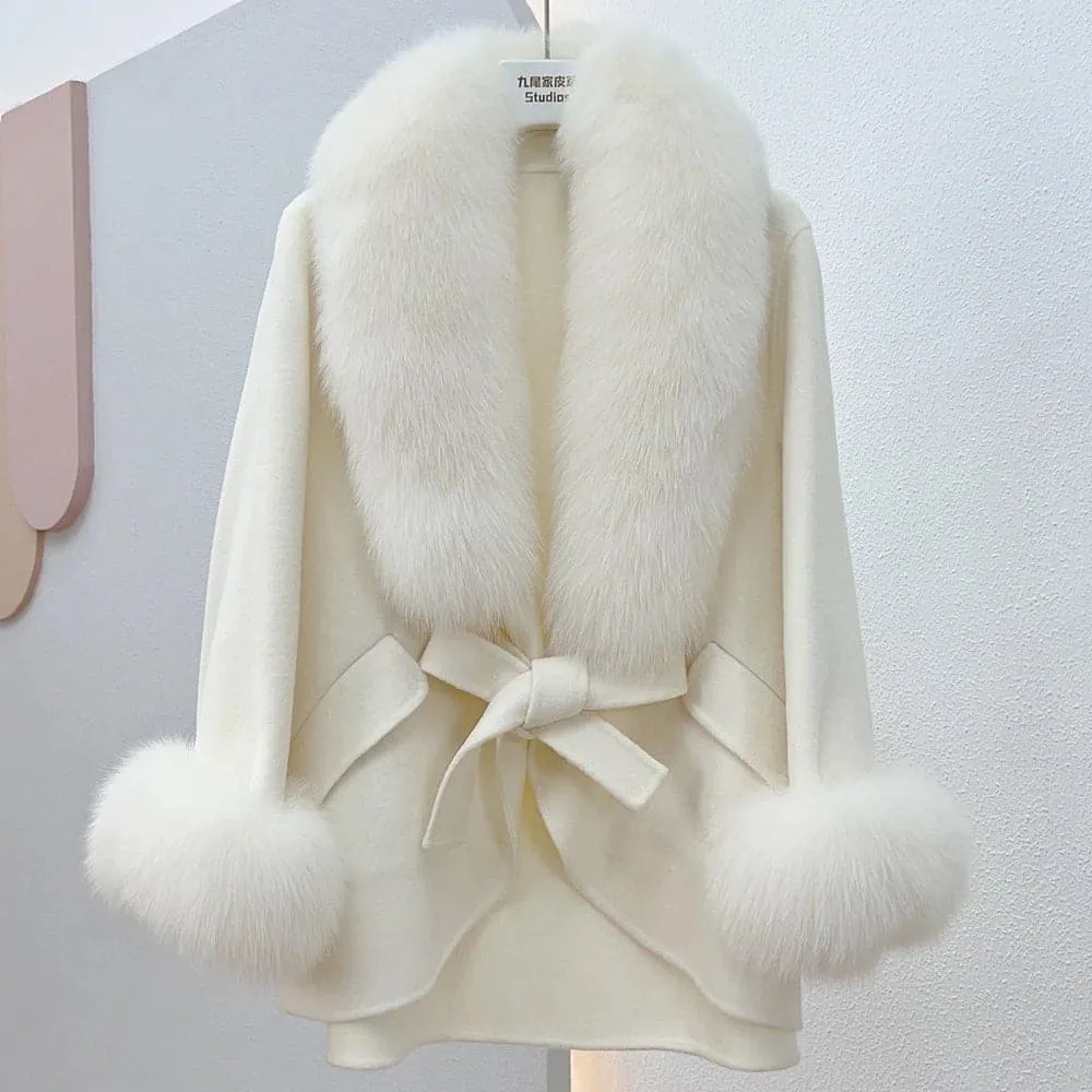 Fox Fur Cotton Cashmere Coat