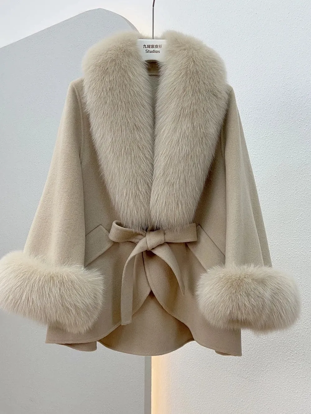 Fox Fur Cotton Cashmere Coat