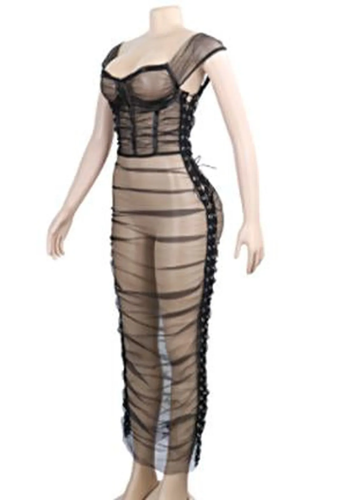 FRANCIS - SHEER RUCHED DRESS