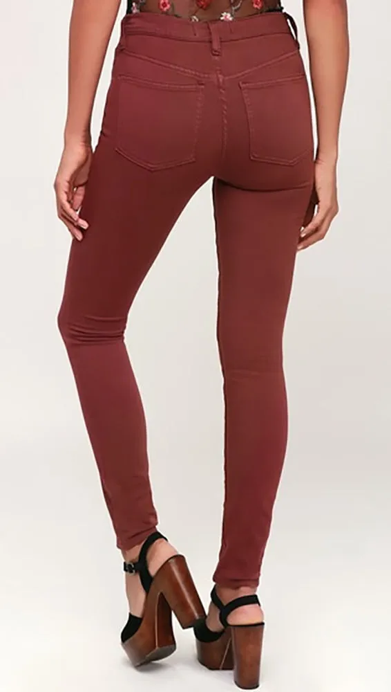 Free People Long And Lean Jegging Red Mocha