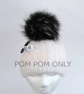 FUR POM POM! Black Raccoon Pom Pom with White Tips Pompom Raccoon Pom Pom Large Fur Pom Pom for Knitted Hat Raccoon Fur Hat Cap Beanie Child