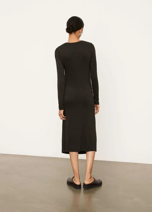 Gathered Long Sleeve Dress in Night Fern