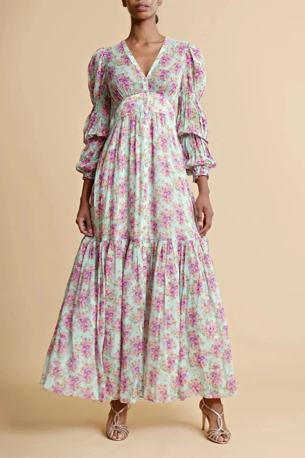 Georgette Maxi Dress in Summer Flowers