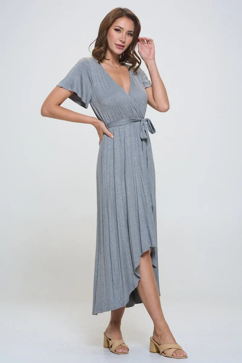 Georgia Faux Wrap Hi-Lo Knit Dress