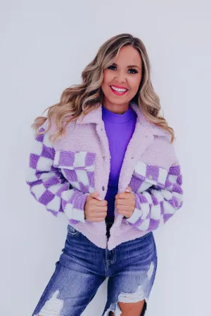 GiGi Sherpa Cropped Jacket - Lavender