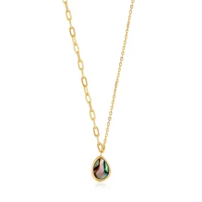 Gold Tidal Abalone Mixed Link Necklace