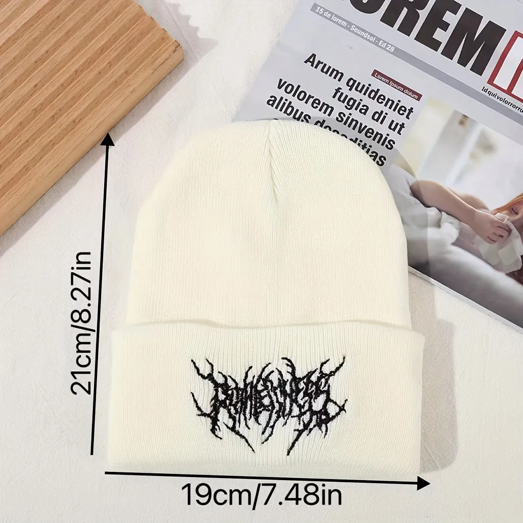 Gothic Scar Embroidered Ski Cap Trendy Unisex Accessory