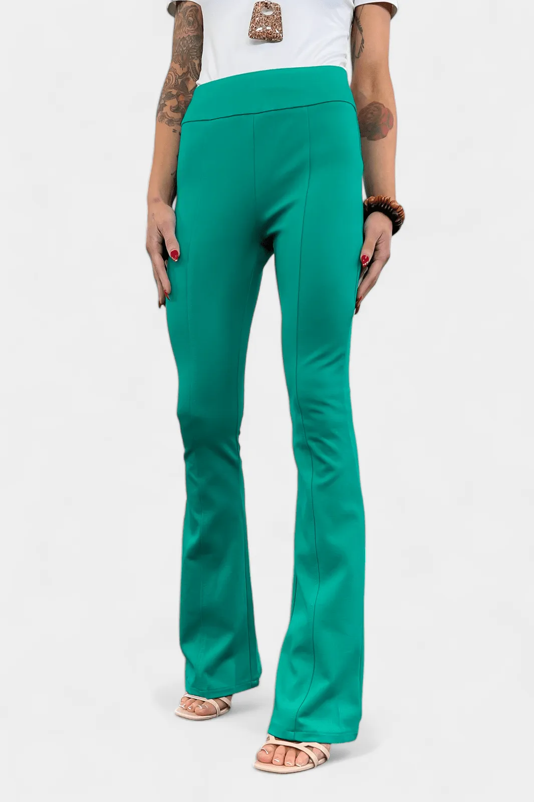 Green High Waisted Flare Pants [NO RETURNS]