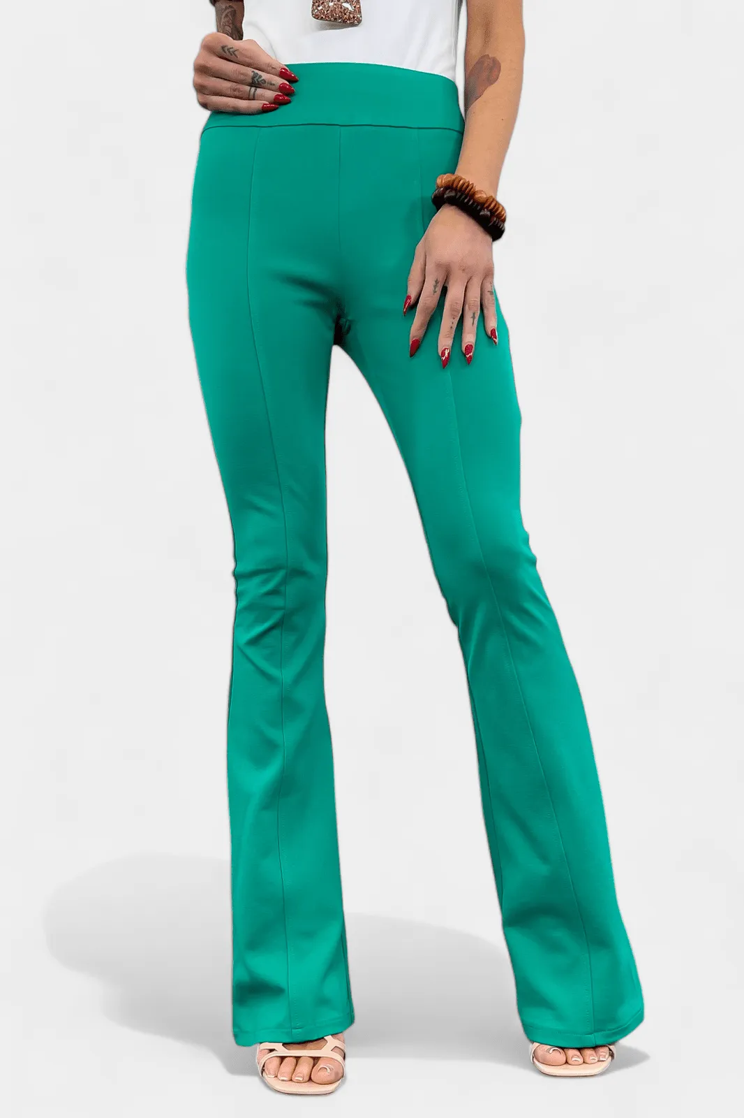 Green High Waisted Flare Pants [NO RETURNS]