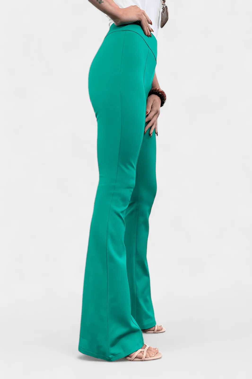 Green High Waisted Flare Pants [NO RETURNS]