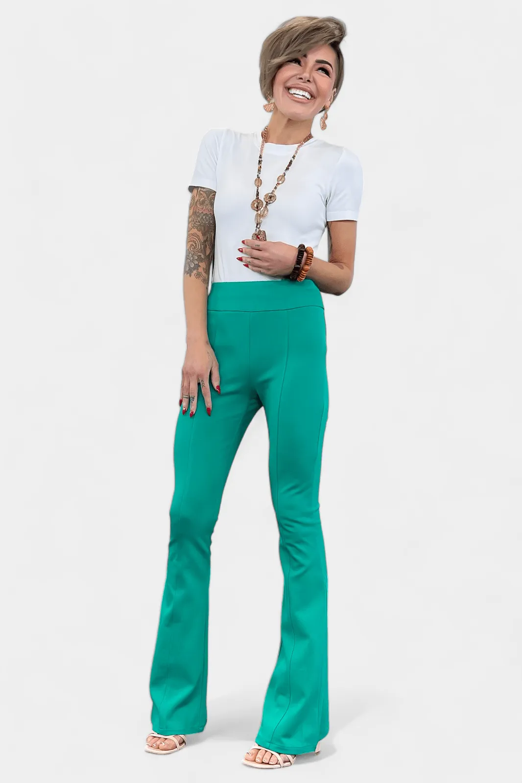 Green High Waisted Flare Pants [NO RETURNS]