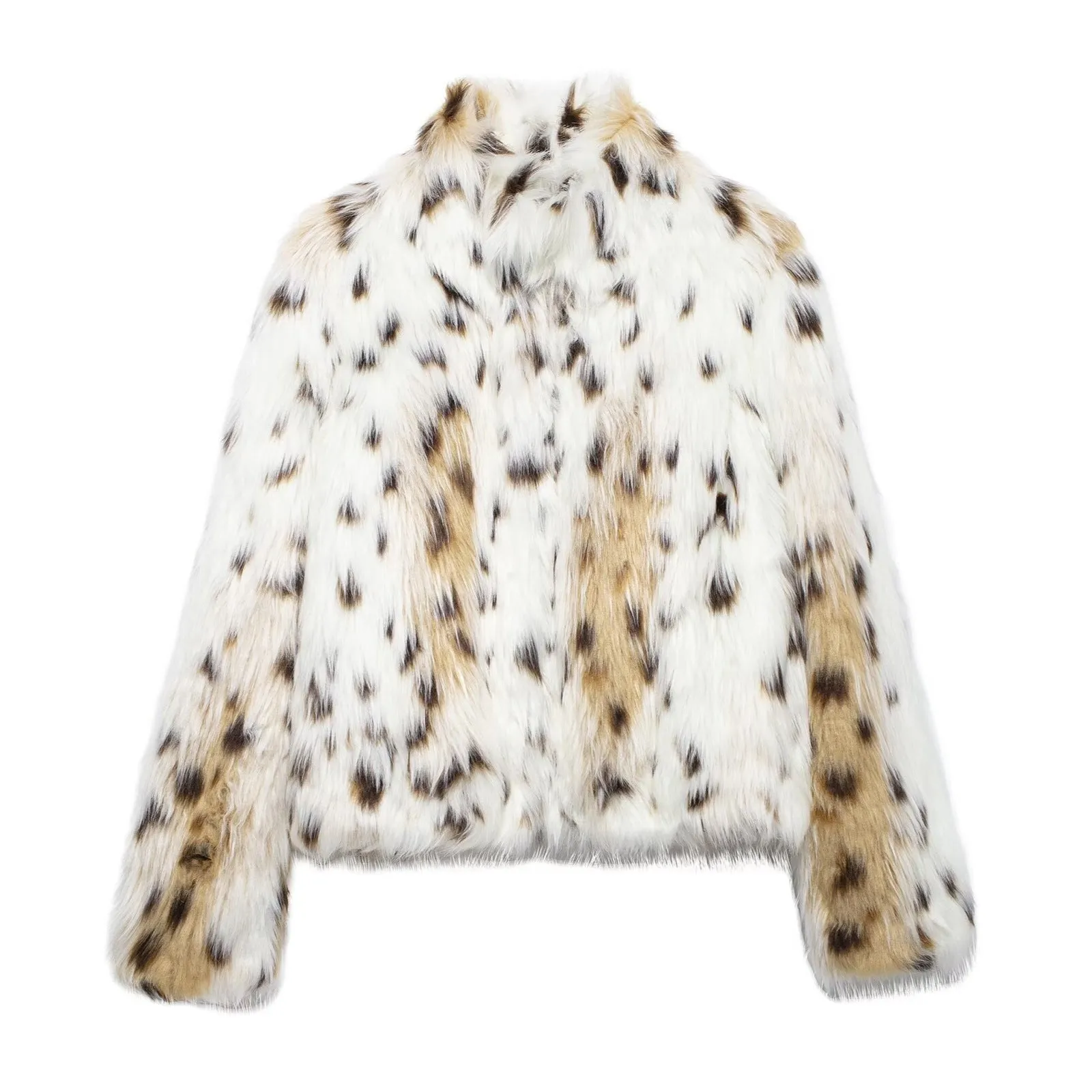 Halloy™ Contrast Color Faux Fur Jacket