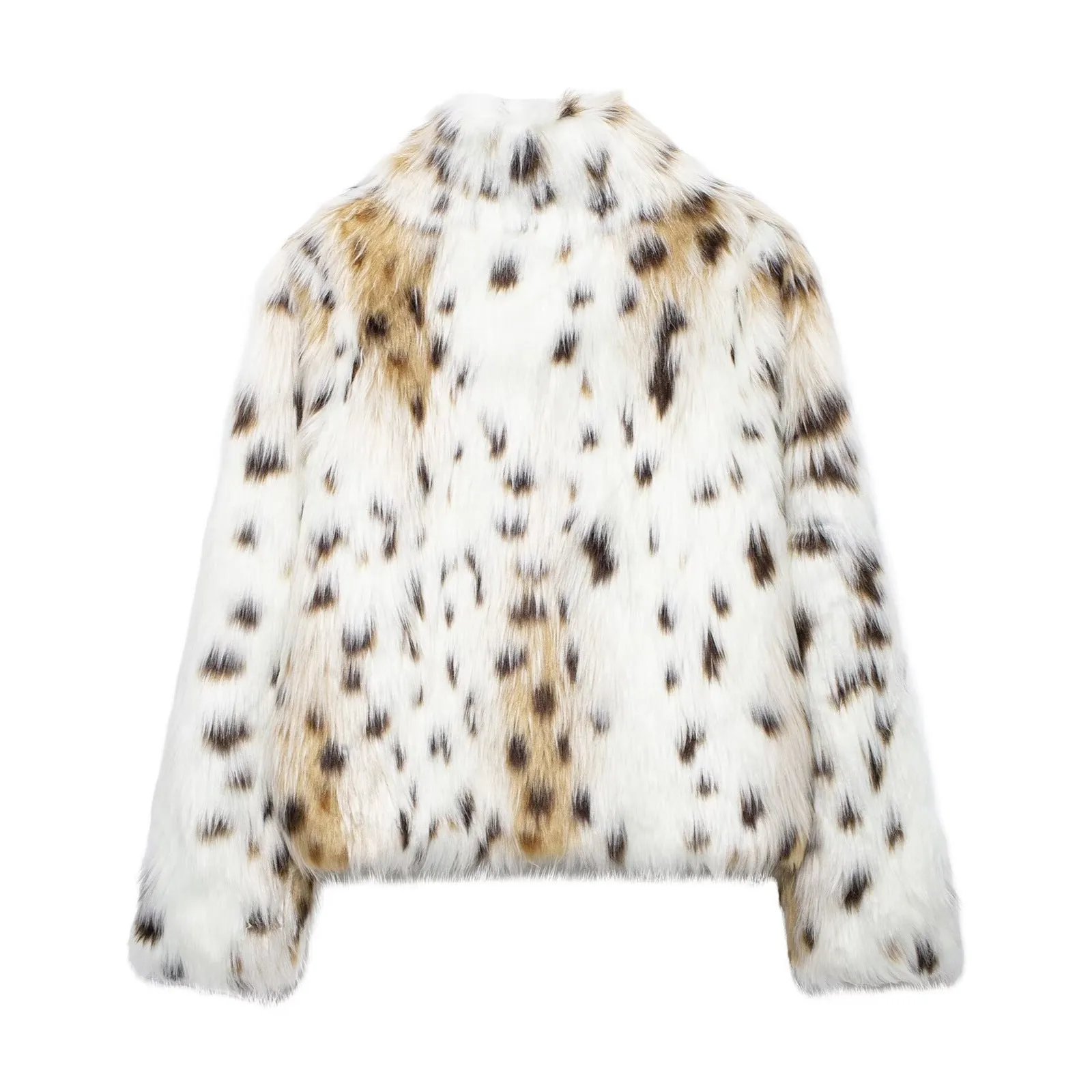 Halloy™ Contrast Color Faux Fur Jacket