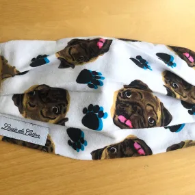 Handmade Cotton Flannel Face Mask - Pugs