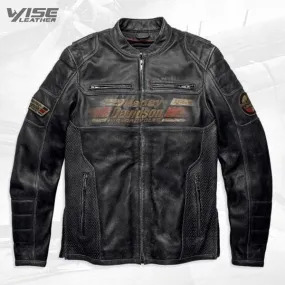 Harley Davidson Astor Men’s Distressed Leather Jacket with Patches