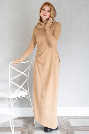 Hooded Knit Dress with Accent