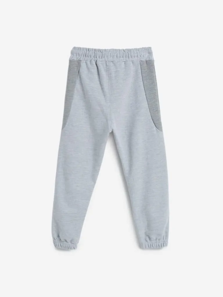 HOP Kids Grey Self-Textured Joggers