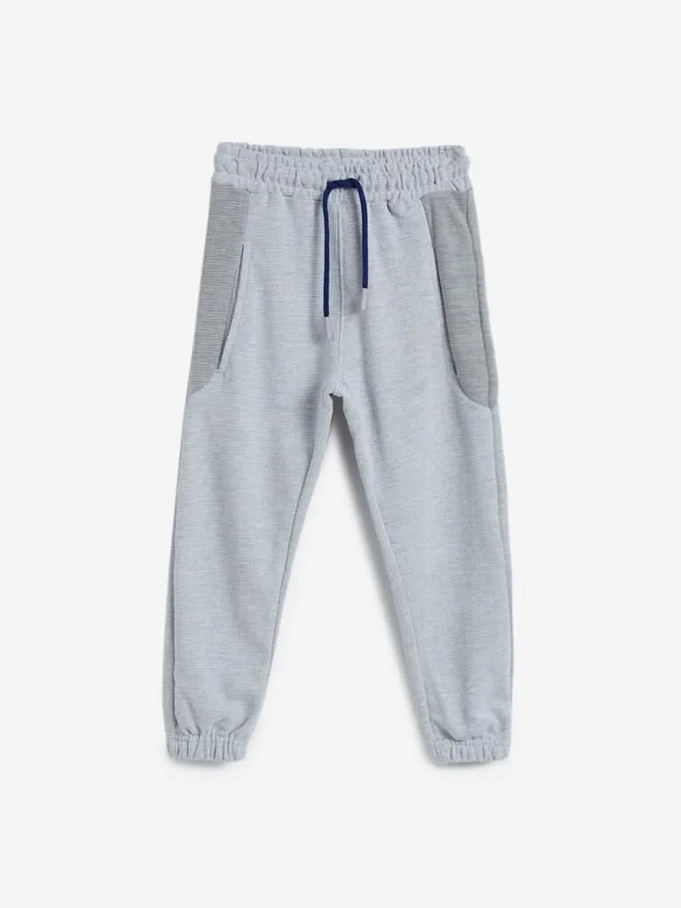 HOP Kids Grey Self-Textured Joggers