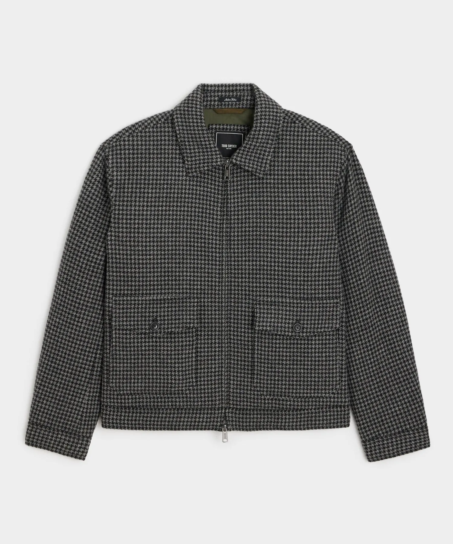 Houndstooth Flight Jacket in Charcoal