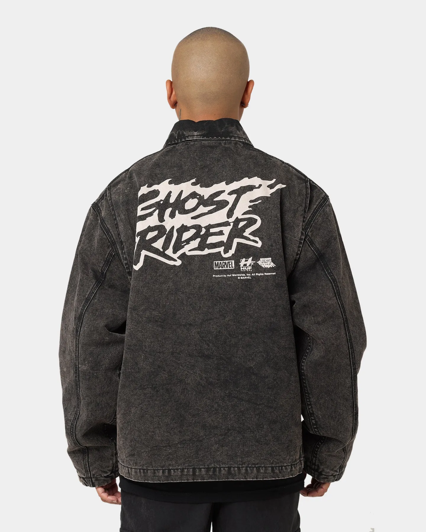 HUF X Marvel Ghost Rider Work Jacket Washed Black