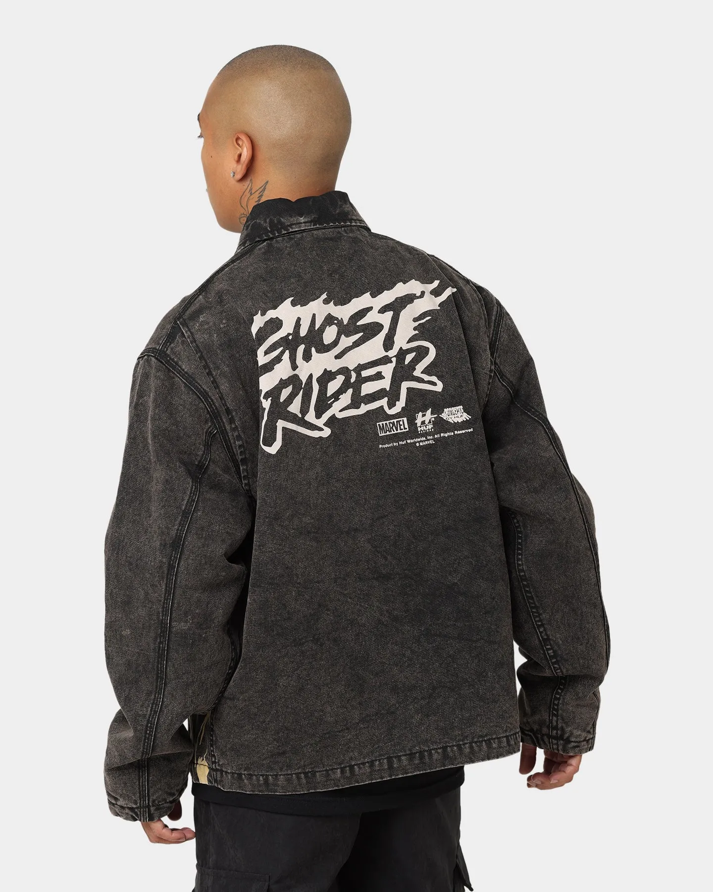 HUF X Marvel Ghost Rider Work Jacket Washed Black