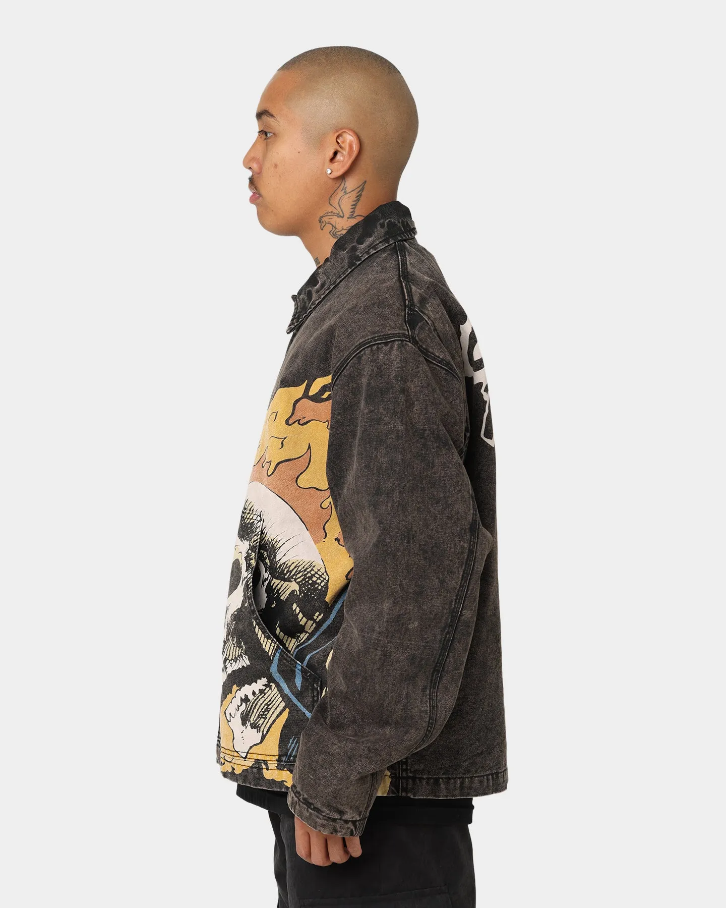 HUF X Marvel Ghost Rider Work Jacket Washed Black