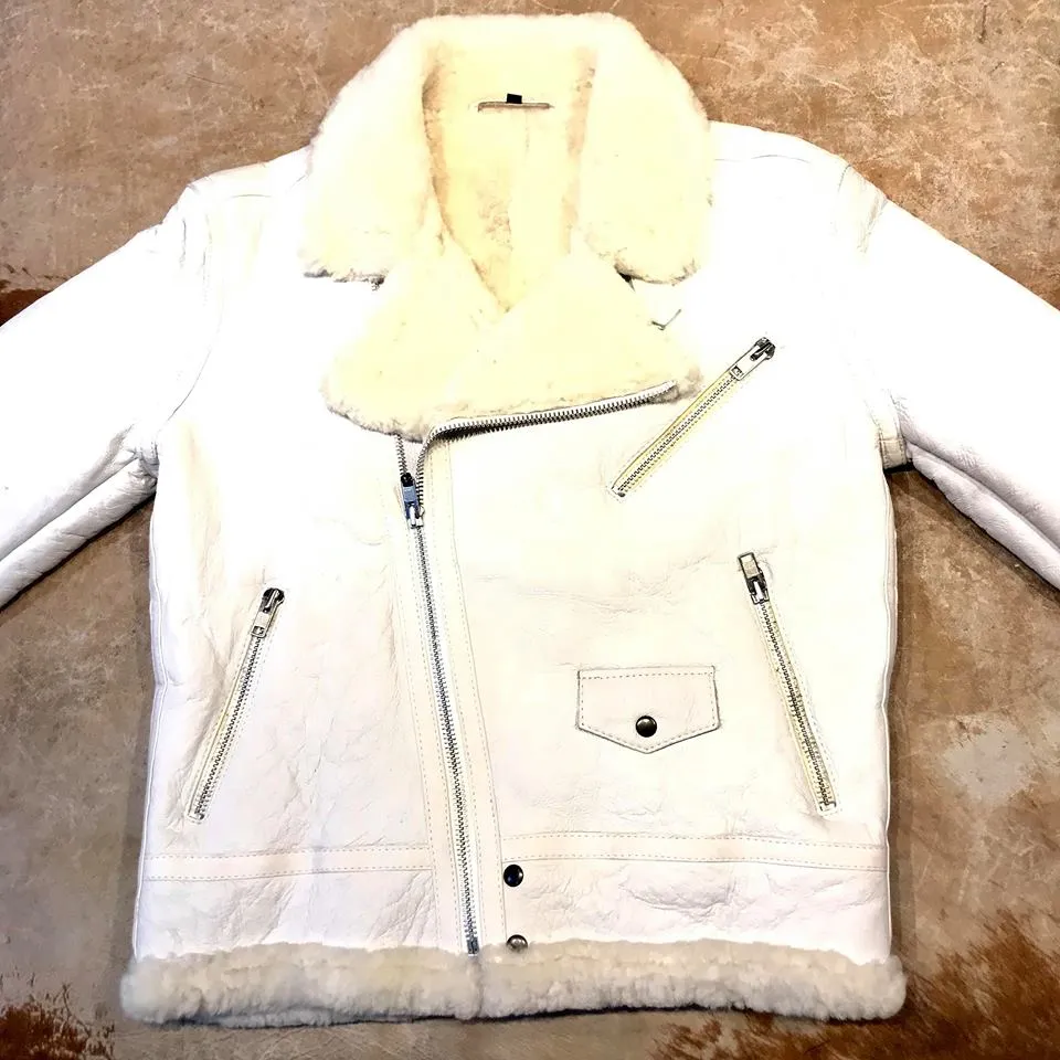 Jakewood - Shearling Racing Aviator White Jacket