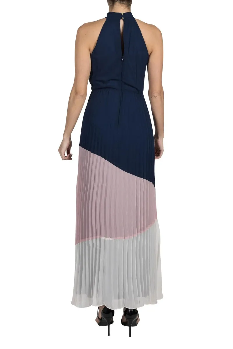 Julia Jordan Knot Neck Pleated Chiffon Maxi