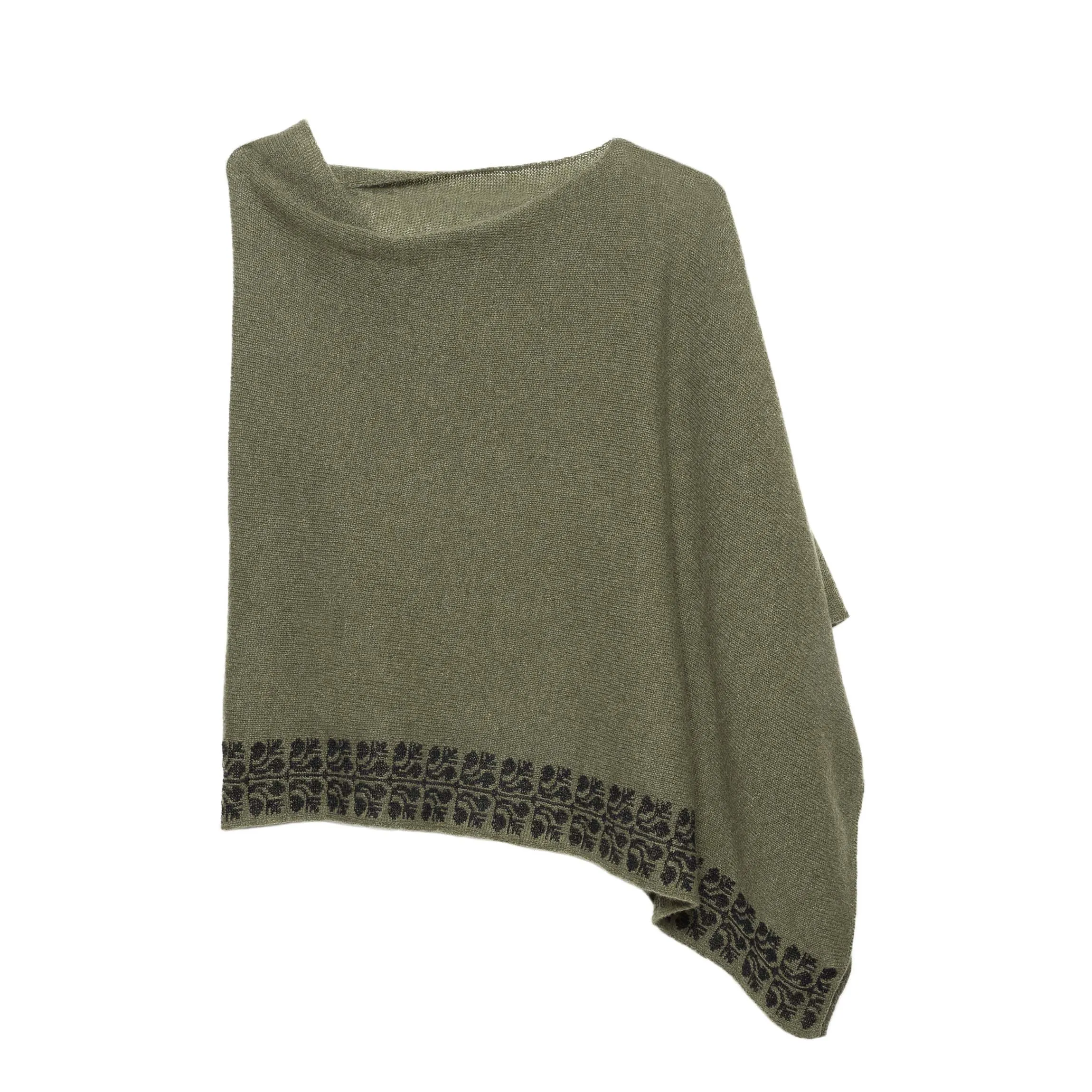 KHAKI CASHMERE PONCHO