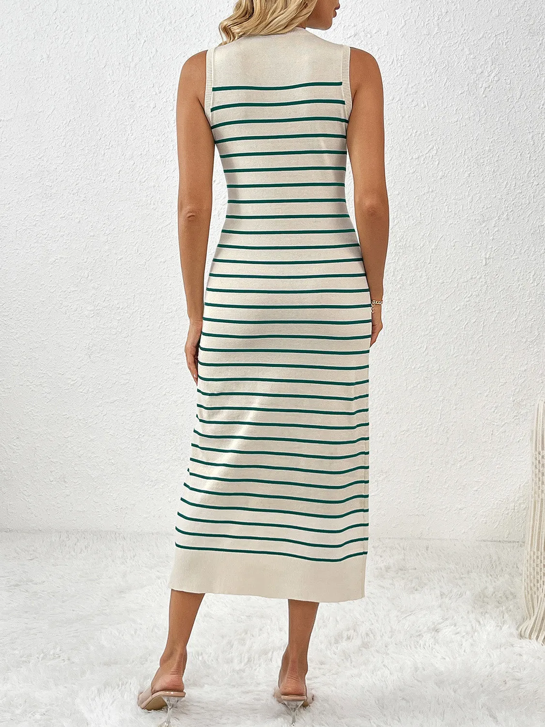 Knit Striped Midi Dress