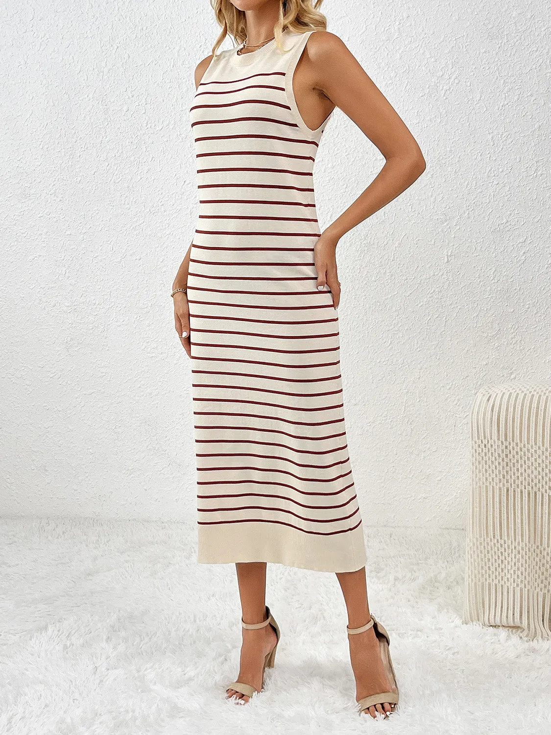 Knit Striped Midi Dress