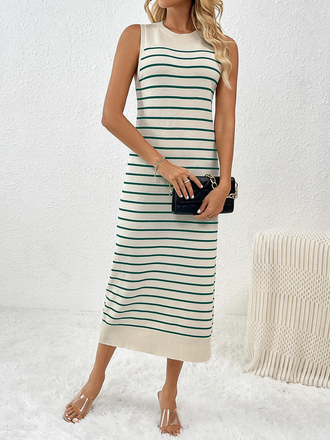 Knit Striped Midi Dress