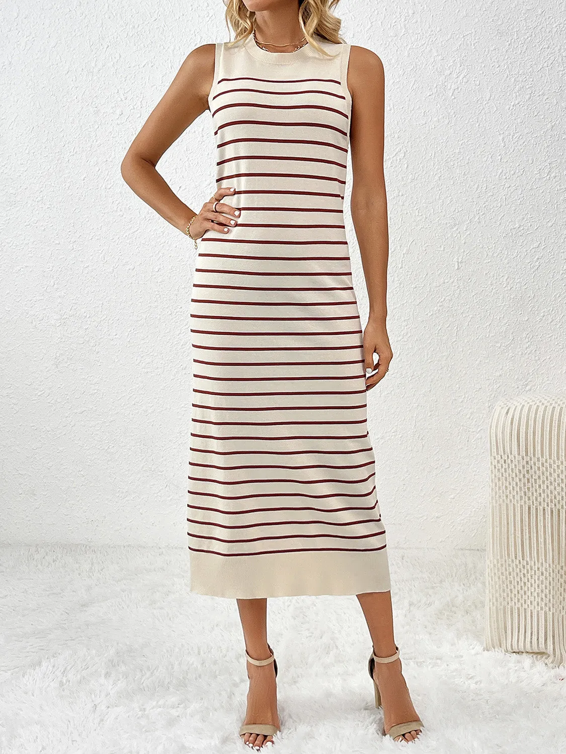 Knit Striped Midi Dress