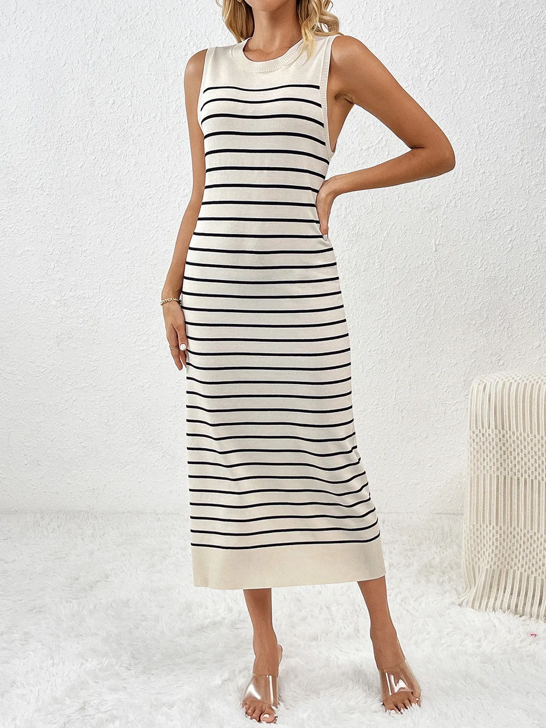 Knit Striped Midi Dress