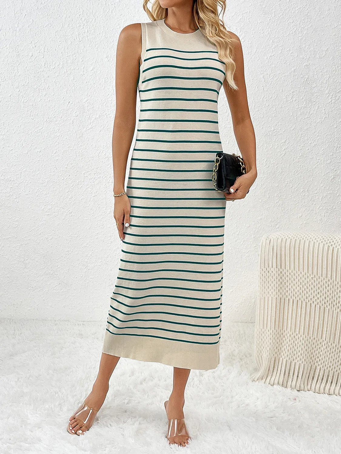 Knit Striped Midi Dress