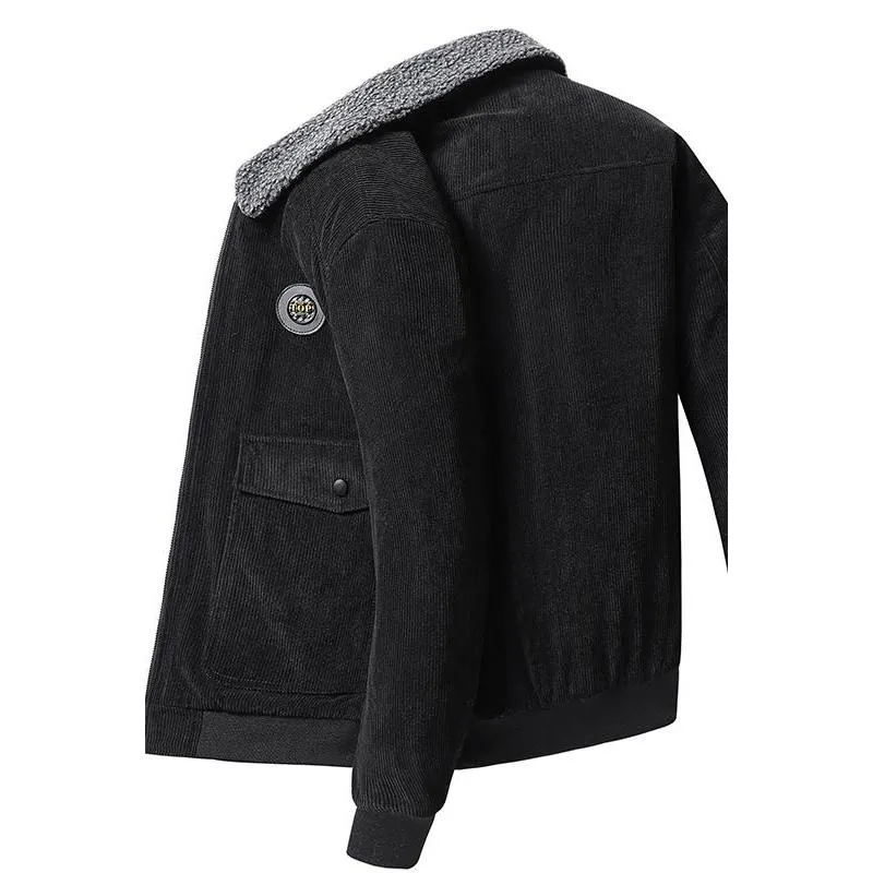 Lamb Wool Casual Thickened Plus Velvet Corduroy Sherpa Jacket