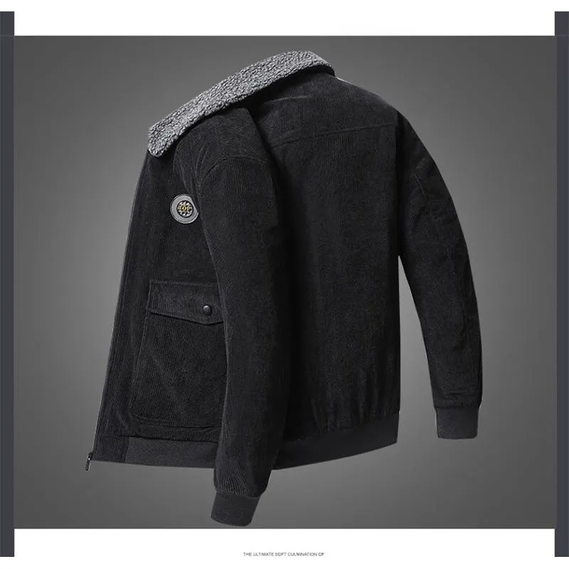 Lamb Wool Casual Thickened Plus Velvet Corduroy Sherpa Jacket