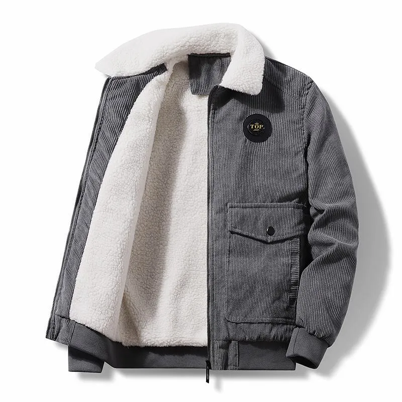 Lamb Wool Casual Thickened Plus Velvet Corduroy Sherpa Jacket