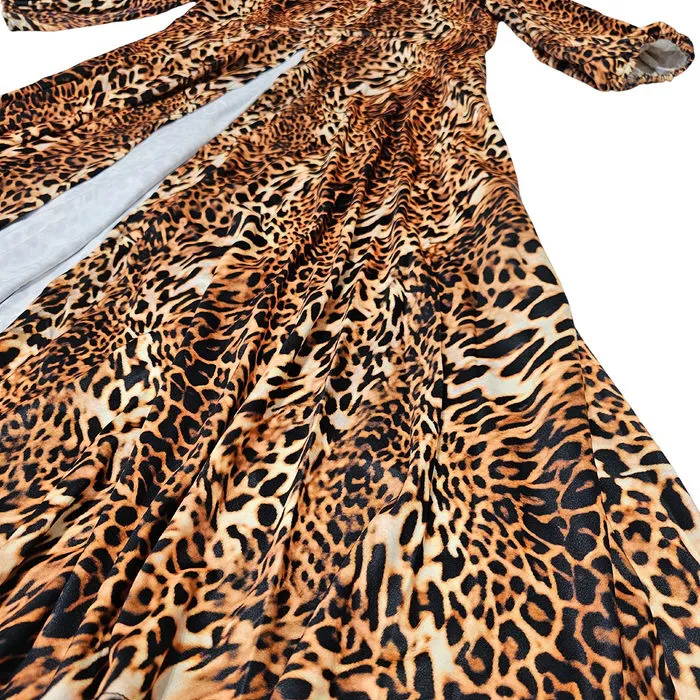 Leopard Split Maxi Dress Plus Size