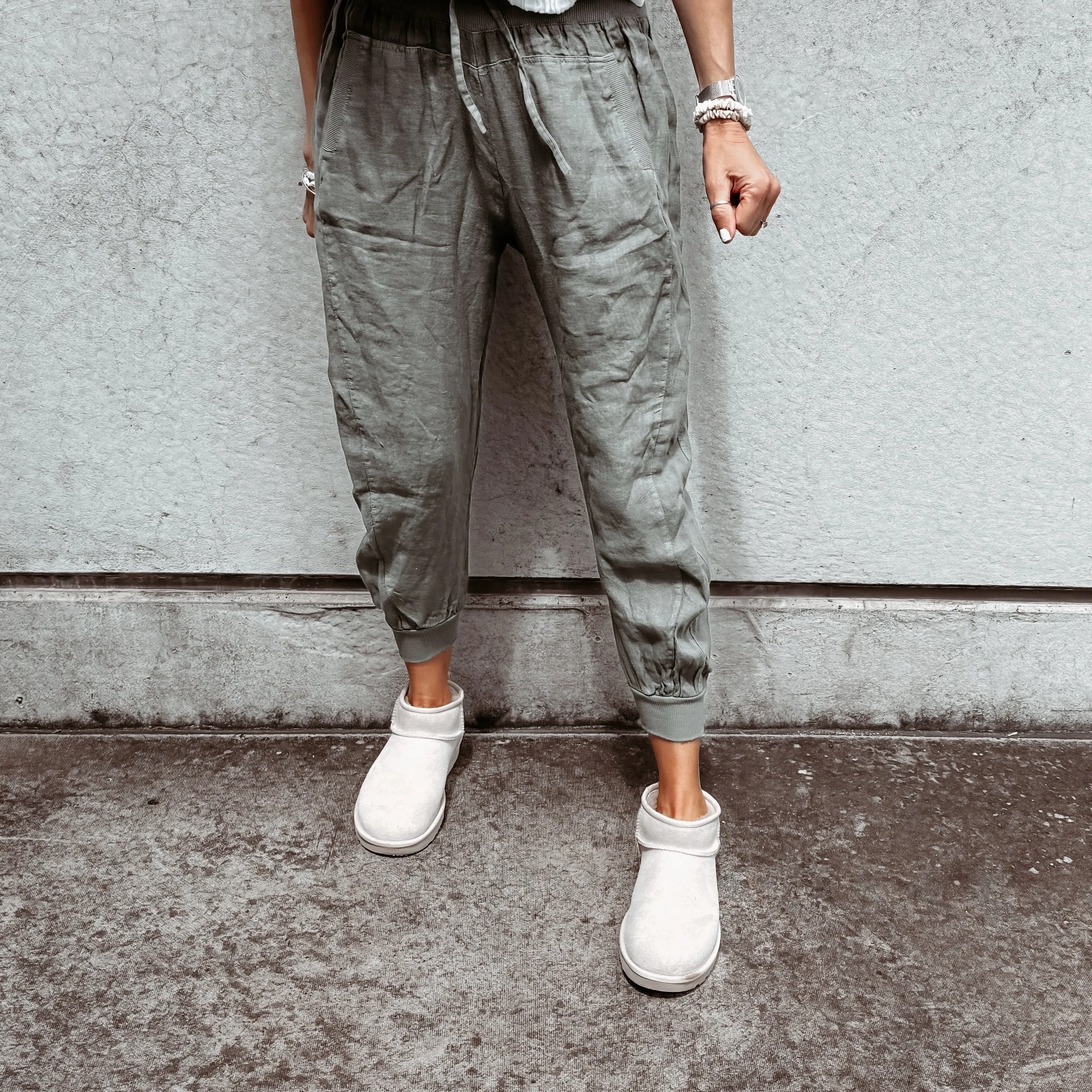 Light khaki LINEN ULTIMATE joggers