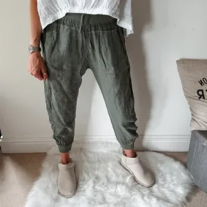 Light khaki LINEN ULTIMATE joggers