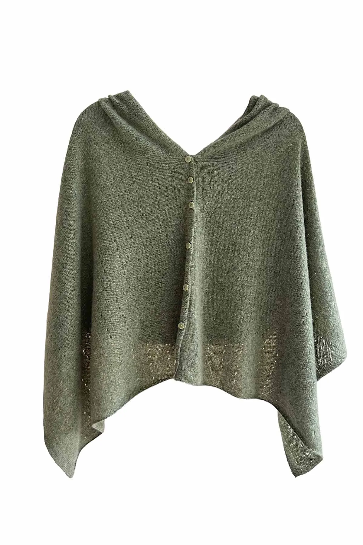 Light olive green cashmere poncho Multiway